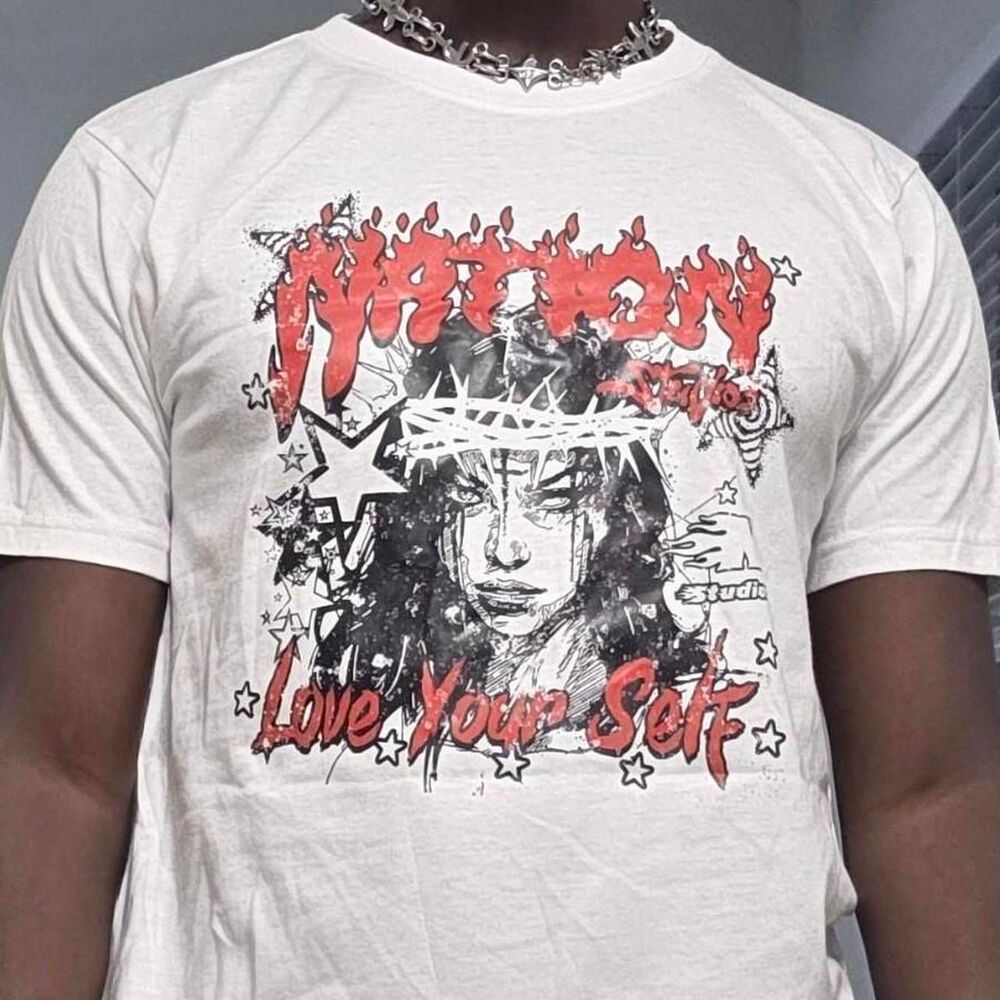 Love Yourself Y2K Grunge Girl Graphic White Streetwear T-Shirt